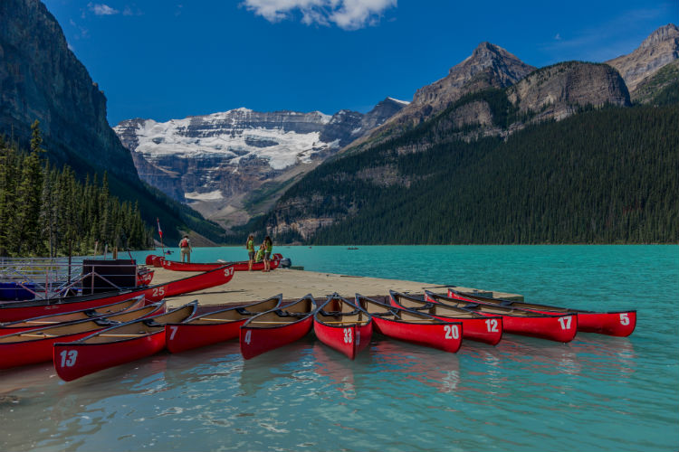 Canoes on Lake Louise